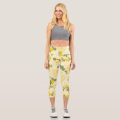 Gelbe Blumen, Blumenmuster, Muster von Blume Capri Leggings (Vorderseite)