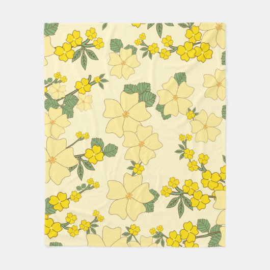 Gelbe Blumen, Blumenmuster, Muster von Blume Fleecedecke (Vorderseite)