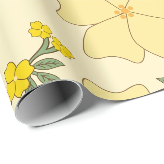 Gelbe Blumen, Blumenmuster, Muster von Blume Geschenkpapier (Rolleneckpunkt)