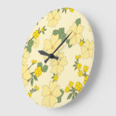 Gelbe Blumen, Blumenmuster, Muster von Blume Große Wanduhr (Winkel)