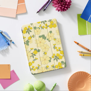 Gelbe Blumen, Blumenmuster, Muster von Blume iPad Air Hülle