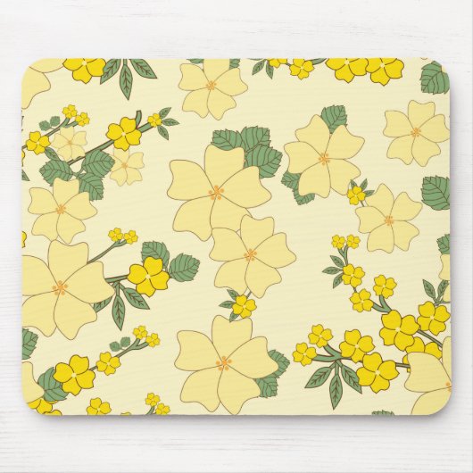Gelbe Blumen, Blumenmuster, Muster von Blume Mousepad (Vorne)