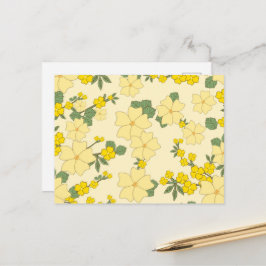 Gelbe Blumen, Blumenmuster, Muster von Blume Postkarte