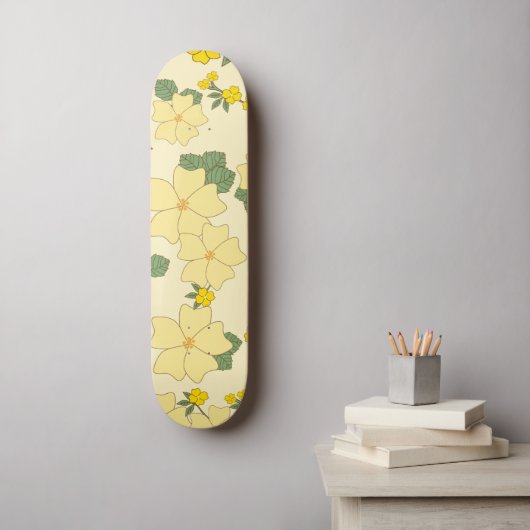 Gelbe Blumen, Blumenmuster, Muster von Blume Skateboard (Wandkunst)