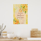 Gelbe Blumen Bogen Ganesha Haldi Willkommenszeiche Poster (Küche)