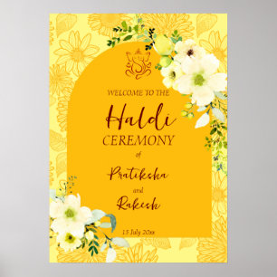 Gelbe Blumen Bogen Haldi Begrüßungszeichen Poster