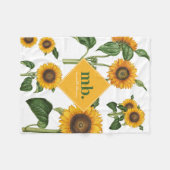 Gelbe Blumen Botanisches Blattgrün Monogramm Fleecedecke (Vorderseite (Horizontal))