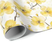 Gelbe Blumen Brautparty Geschenkpapier (Rolleneckpunkt)