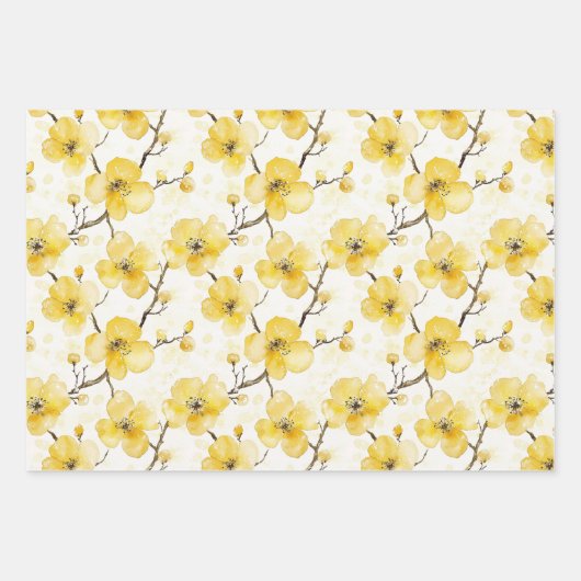 Gelbe Blumen Brautparty Geschenkpapier Set (Vorderseite 3)