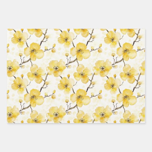 Gelbe Blumen Brautparty Geschenkpapier Set (Vorderseite 2)