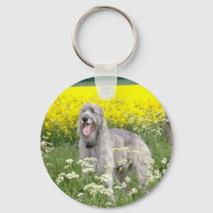 gelbe Blumen des irischen Wolfhound Schlüsselanhänger