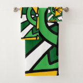 Gelbe Blumen Doodle Art Badhandtuch Set (Insitu)