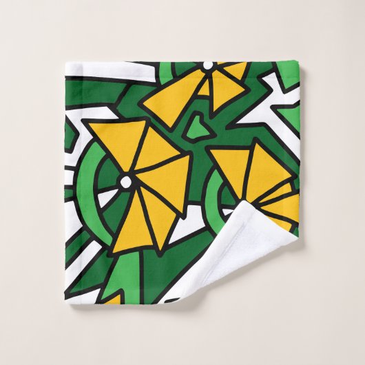 Gelbe Blumen Doodle Art Badhandtuch Set (Waschlappen)