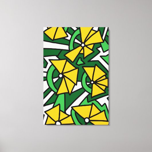 Gelbe Blumen Doodle Art Leinwanddruck (Vorderseite)