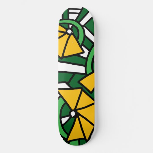 Gelbe Blumen Doodle Art Skateboard (Vorderseite)