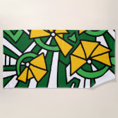 Gelbe Blumen Doodle Art Strandtuch (Vorderseite)