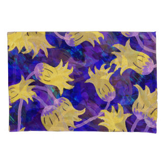 Gelbe Blumen: dunkle Hintergrund-Wasserfarbenkunst Kissenbezug