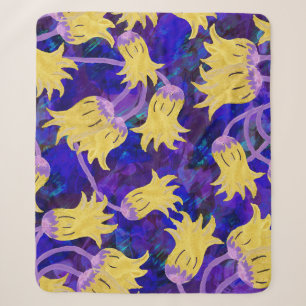 Gelbe Blumen: dunkle Hintergrund-Wasserfarbenkunst Sherpadecke
