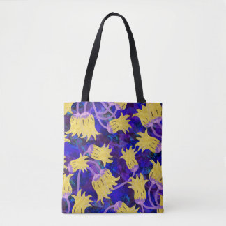 Gelbe Blumen: dunkle Hintergrund-Wasserfarbenkunst Tasche