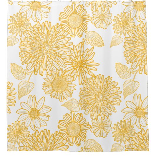 Gelbe Blumen Duschvorhang (Vorderseite)
