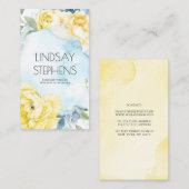 Gelbe Blumen Dusty Blue Elegante Wasserfarbe Visitenkarte (Vorne/Hinten)