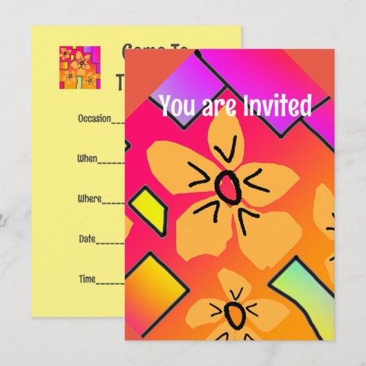 Gelbe Blumen Einladung (Vorne/Hinten)