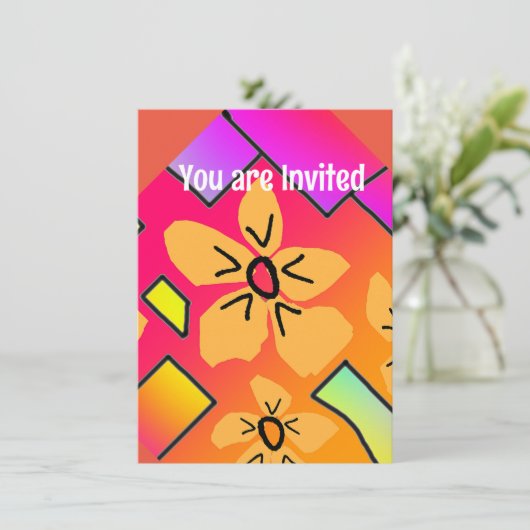 Gelbe Blumen Einladung (Stehend Vorderseite)