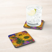 Gelbe Blumen Elegante Kunst, Dichtung und Musik Hü Getränkeuntersetzer (Rechte Seite)