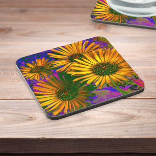 Gelbe Blumen Elegante Kunst Floral Hübsch Modern Getränkeuntersetzer