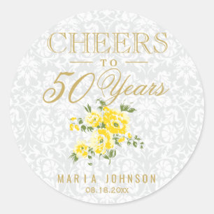 Gelbe Blumen - Feiern (jedes Alter) Jahre Runder Aufkleber
