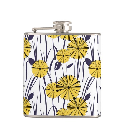 Gelbe Blumen Flachmann (Vorderseite)