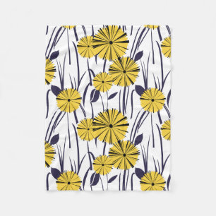 Gelbe Blumen Fleecedecke