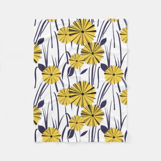 Gelbe Blumen Fleecedecke (Vorderseite)