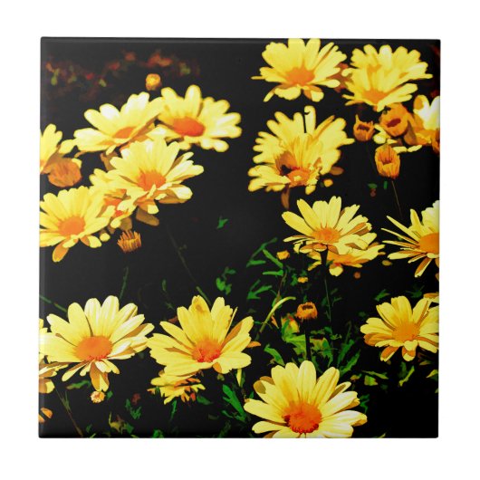 Gelbe Blumen Fliese (Vorderseite)