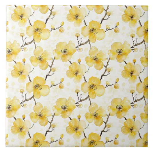 Gelbe Blumen Fliese (Vorderseite)