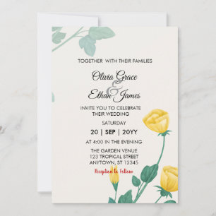 Gelbe Blumen Florales Design Hochzeit Einladung