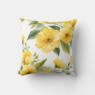 Gelbe Blumen Garden Soft Watercolor Kissen