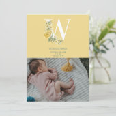 Gelbe Blumen Geburtsstadien Geburtsankündigung Ankündigung (Stehend Vorderseite)