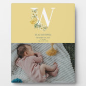 Gelbe Blumen Geburtsstadien Geburtsankündigung Fotoplatte (Vorderseite)