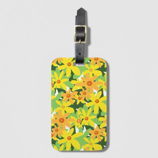 gelbe Blumen Gepäckanhänger (Vorderseite Vertikal)