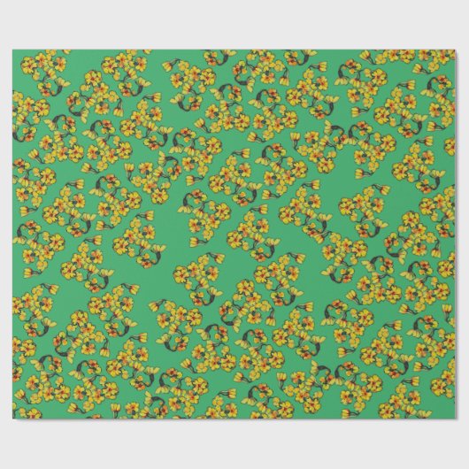 Gelbe Blumen Geschenkpapier (Flach)