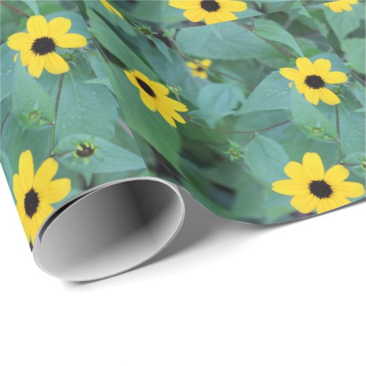 Gelbe Blumen Geschenkpapier (Rolleneckpunkt)