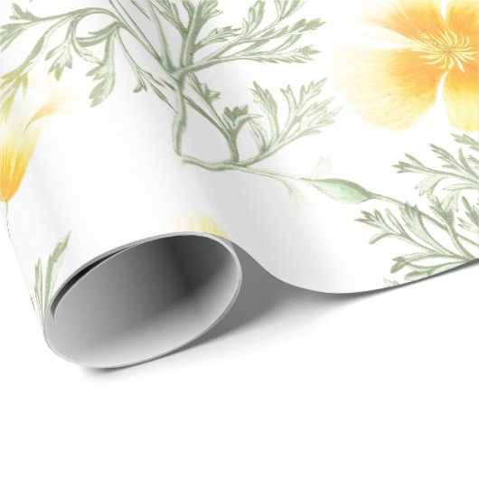 Gelbe Blumen Geschenkpapier (Rolleneckpunkt)