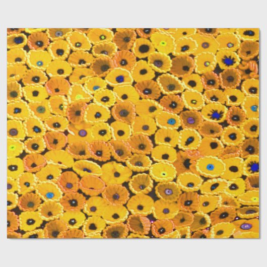 gelbe Blumen Geschenkpapier (Flach)