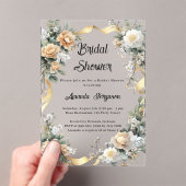 Gelbe Blumen Goldband-Brautparty Acryleinladungen (Insitu (Handheld))