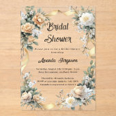 Gelbe Blumen Goldband-Brautparty Acryleinladungen (Vorderseite)