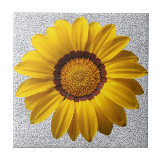 Gelbe Blumen, graue Steinwände im Hintergrund Fliese (Vorderseite)