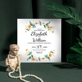 Gelbe Blumen Gröner flache Save the Date Karte