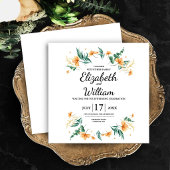 Gelbe Blumen Gröner flache Save the Date Karte