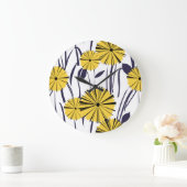Gelbe Blumen Große Wanduhr (Zuhause)